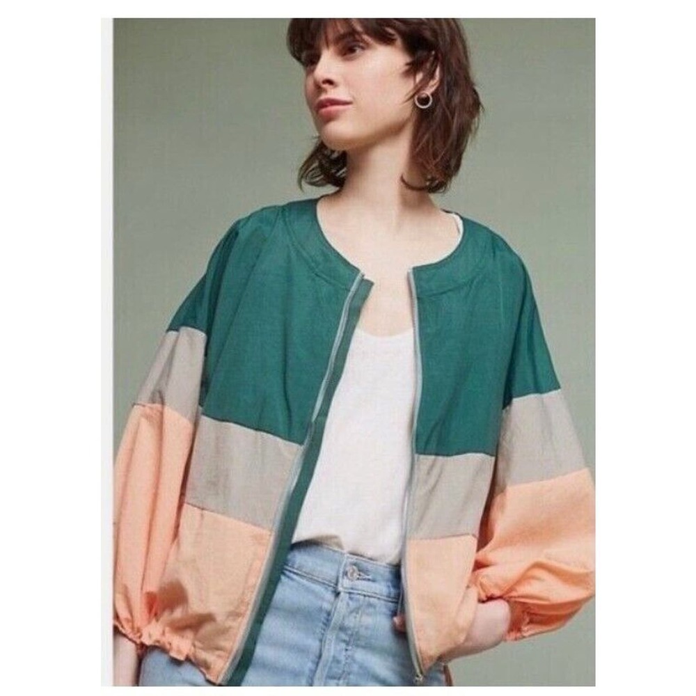 Elevenses Anthropologie Jacket XS / S Windbreaker Colorblock Full Zip